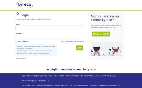 Inserisci login e password per accedere al webshop - Lyreco