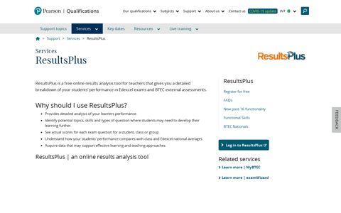 ResultsPlus | Pearson qualifications - Pearson Edexcel