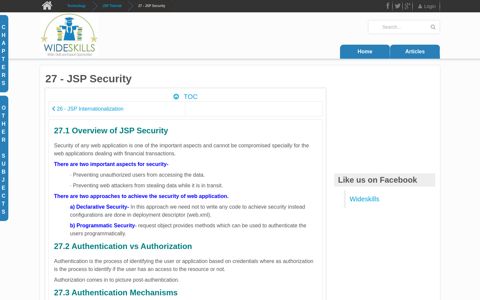 JSP Security | JSP tutorial by Wideskills
