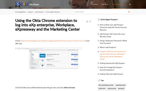 Using the Okta Chrome extension to log into eXp enterprise ...