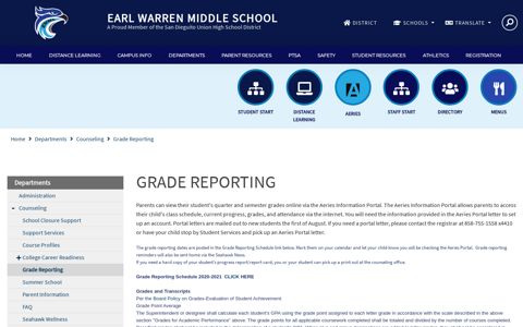 Grade Reporting - Earl Warren Middle School