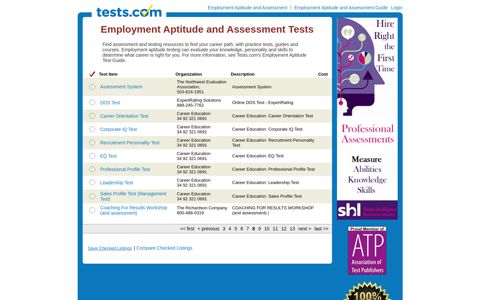 Employment Aptitude and Assessment Tests - Tests.com Tests