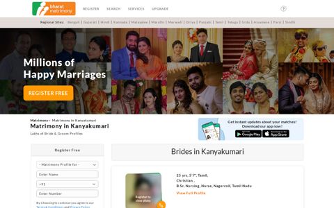 Matrimony in Kanyakumari - Find lakhs of Kanyakumari Brides ...