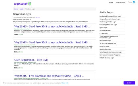 Why2sms Login Way2SMS - Send Free SMS to any mobile in ...
