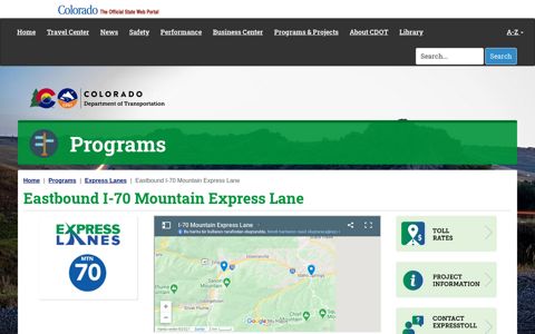 Eastbound I-70 Mountain Express Lane — Colorado ...