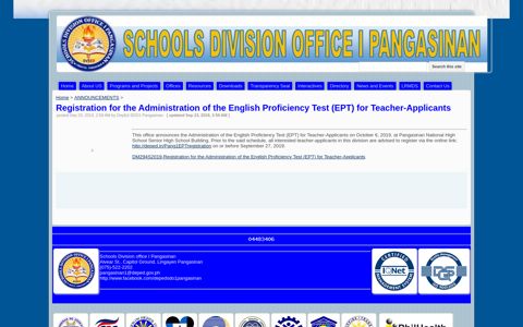 Registration for the Administration of the English Proficiency ...