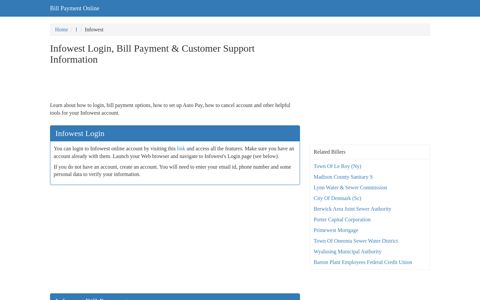 Infowest Login, Bill Payment & Customer Support Information