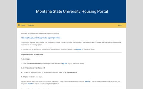 Montana State University Housing Portal