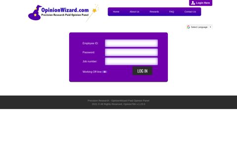 Opinion Wizard employee login page