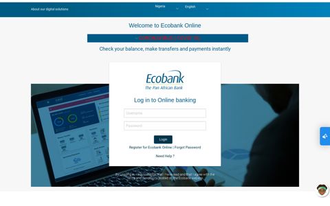 Log in to Online banking - Ecobank - Ecobank