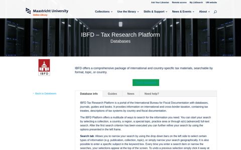 IBFD – Tax Research Platform - Maastricht University Library