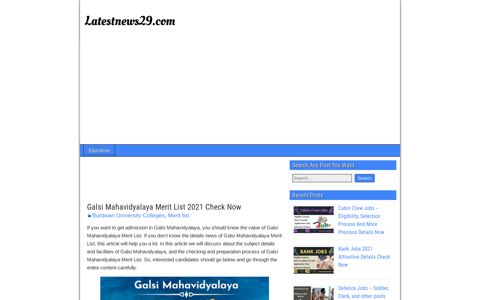 Galsi Mahavidyalaya Merit List 2020 Check Now ...