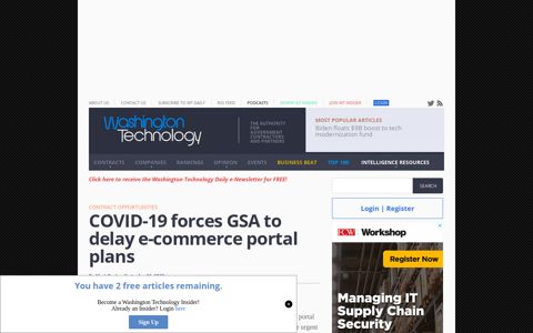 COVID-19 forces GSA to delay e-commerce portal plans ...
