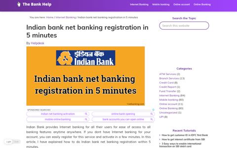 Indian bank net banking registration in 5 minutes