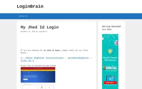 my jhed id login - LoginBrain