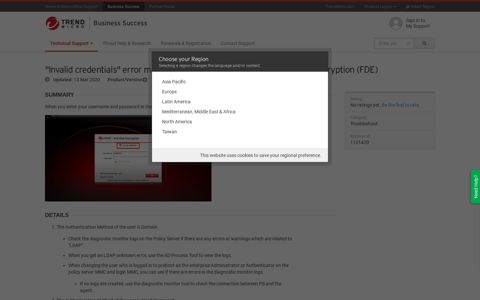 'Invalid credentials' shows on FDE preboot screen - Endpoint ...
