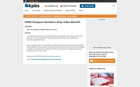 KPBS Passport Members-Only Video Benefit: How do I ...