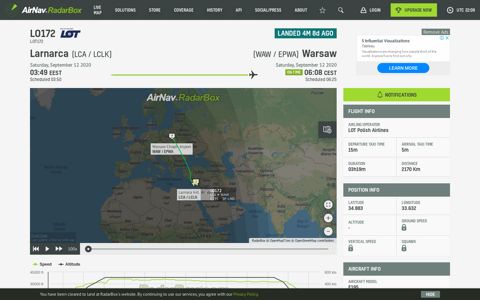 Flight LO172 / LOT172 - LOT Polish Airlines - AirNav RadarBox