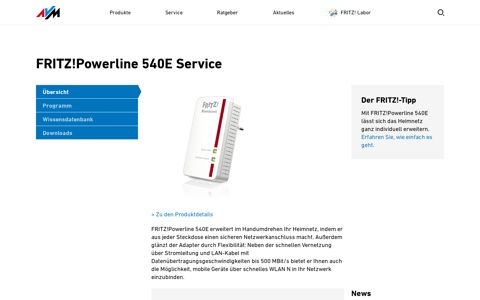 FRITZ!Powerline 540E Service | AVM Deutschland