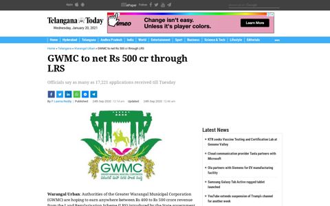 GWMC to net Rs 500 cr through LRS - Telangana Today