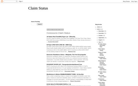 Coresource Claim Status - Claim Status