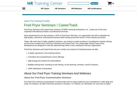 Fred Pryor Seminars / CareerTrack - HRTrainingCenter.com ...