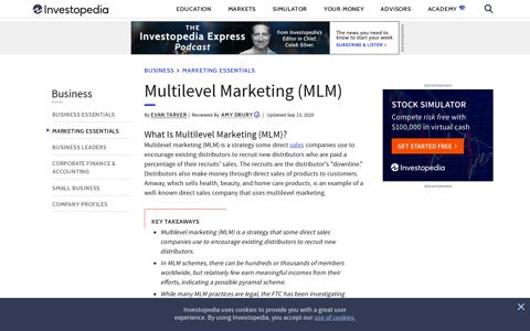 Multilevel Marketing (MLM) Definition - Investopedia