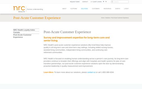 Post Acute Customer Experience Solutions - NRC Health's My ...