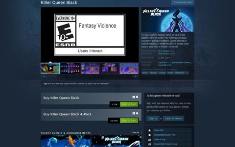 Save 20% on Killer Queen Black on Steam