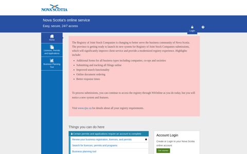 Nova Scotia's online service for business