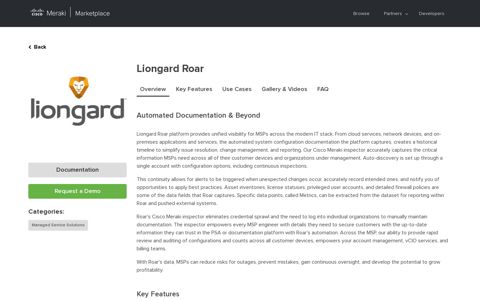 Liongard Roar - Cisco Meraki