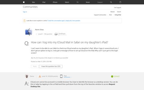 How can I log into my ICloud Mail in Safa… - Apple Community