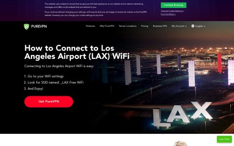 How to Connect to Los Angeles Airport - LAX WiFi - PureVPN