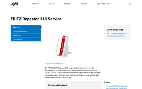 FRITZ!WLAN Repeater 310 Service | AVM Deutschland