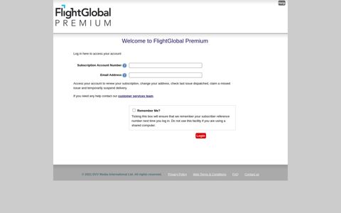FlightGlobal Premium my account login - Flight Global Store