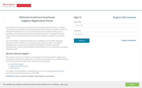 Welcome to Johnson & Johnson Supplier ... - Sign In