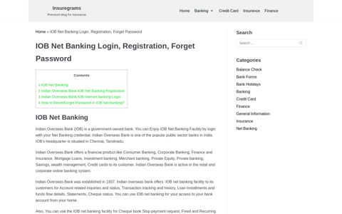 IOB Net Banking Secure Login, Registration, Forget Password