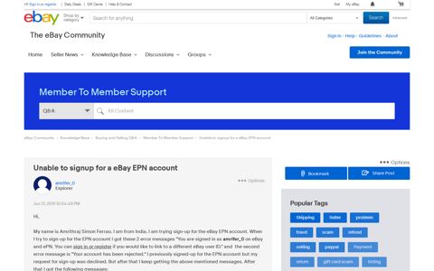 Unable to signup for a eBay EPN account - The eBay ...