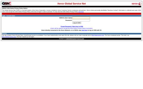 Global Service Net Login Page