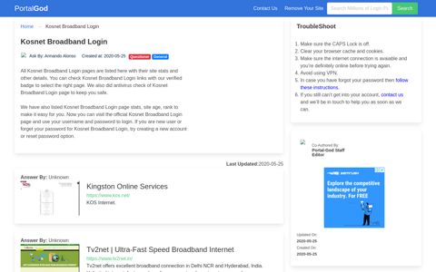 Kosnet Broadband Login Page - portal-god.com
