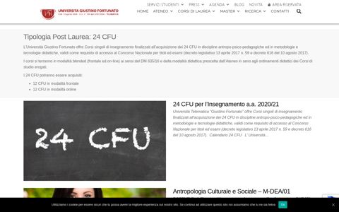 24 CFU – Università Telematica Giustino Fortunato