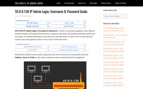 10.0.0.138 IP Admin Login, Username & Password Guide