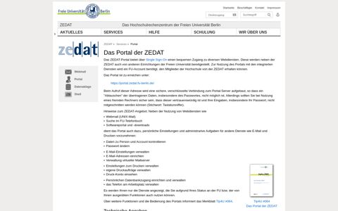 Portal < ZEDAT < ZEDAT - Hochschulrechenzentrum