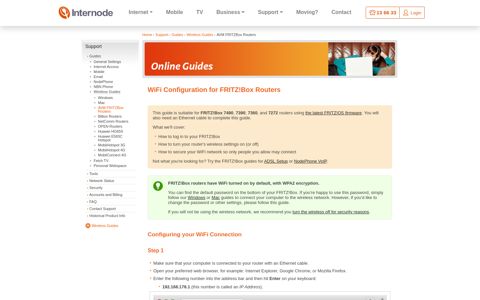 WiFi Configuration for FRITZ!Box Routers - Internode