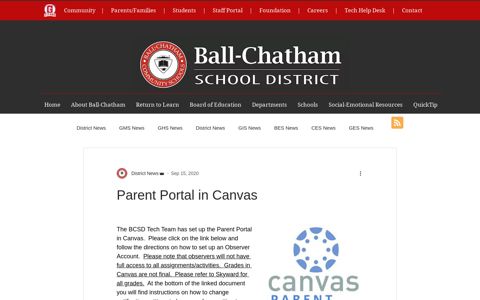 Parent Portal in Canvas - Ball-Chatham