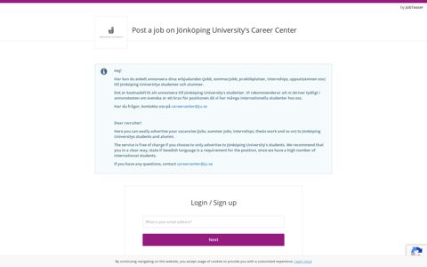 Jönköping University | Post a job ad