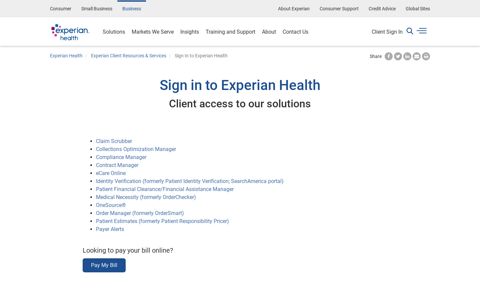 Sign in to Experian Health
