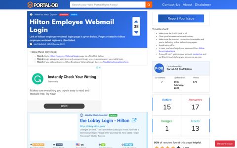 Hilton Employee Webmail Login - Portal-DB.live