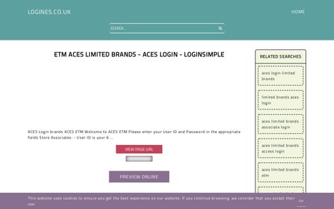 Etm Aces Limited Brands - ACES Login - LoginSimple ...