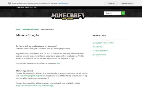 Minecraft Log In – Home - Minecraft help center.